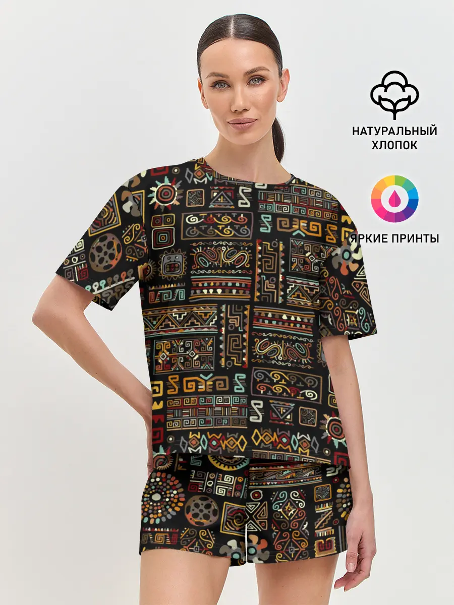 Женская пижама с шортами / Этнический орнамент