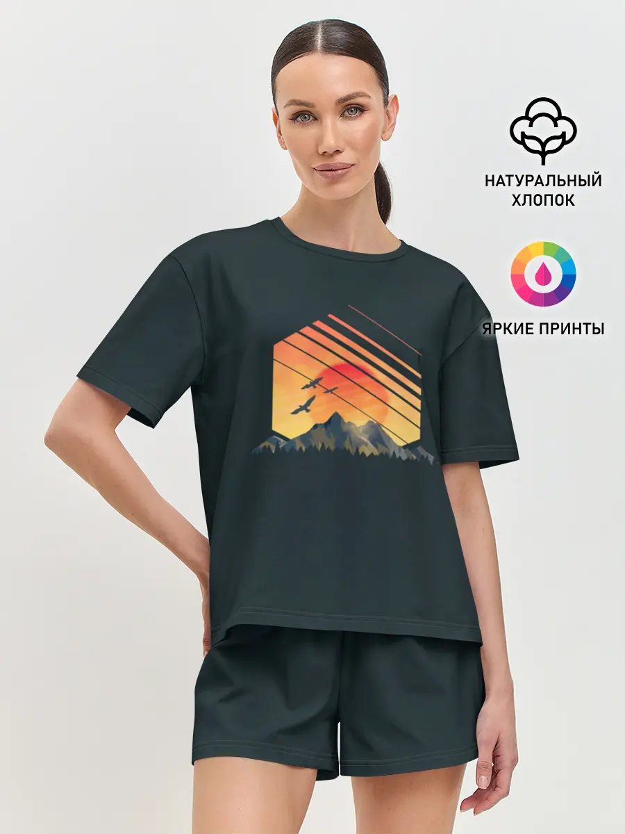 Женская пижама с шортами / Заход Солнца