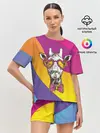 Женская пижама с шортами / Праздничный жираф