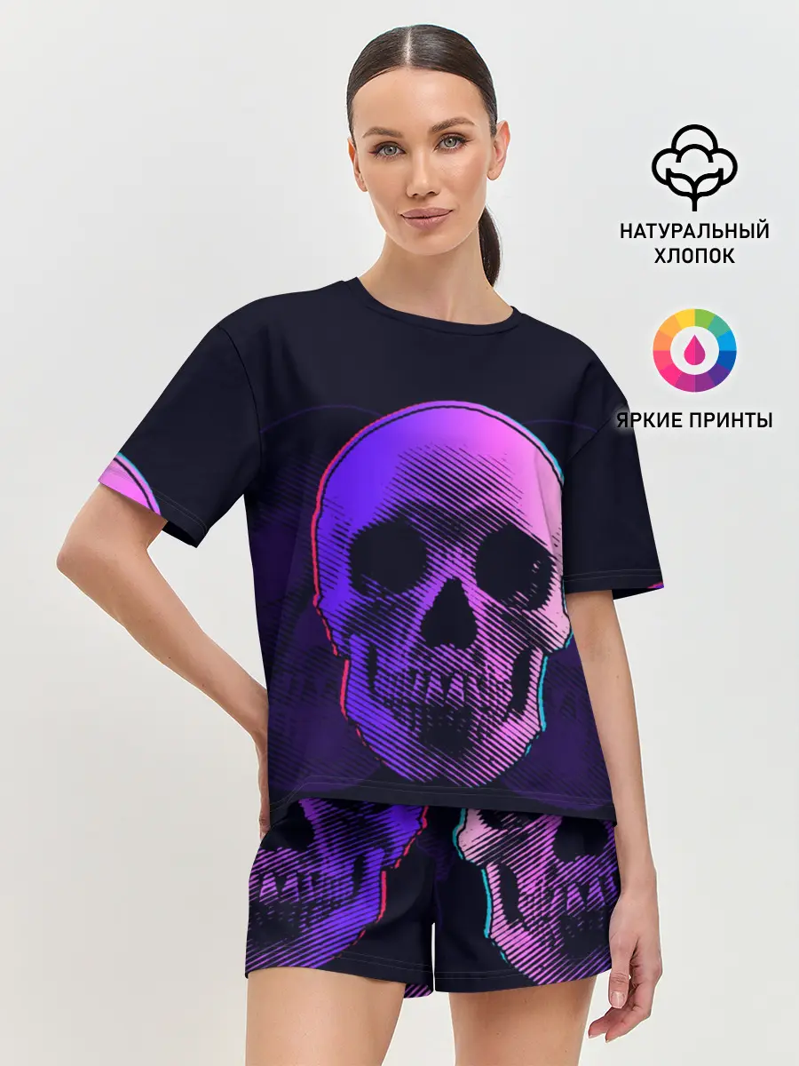 Женская пижама с шортами / Токсичный череп