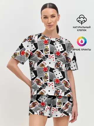 Женская пижама с шортами / Игральные карты