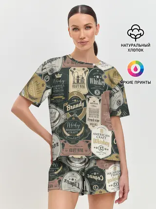 Женская пижама с шортами / Этикетки мира Виски