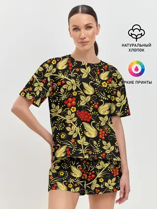 Женская пижама с шортами / Хохлома