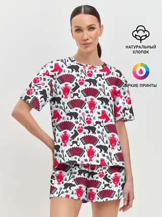 Женская пижама с шортами / Русский орнамент
