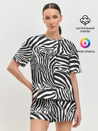 Женская пижама с шортами / Полосы зебры