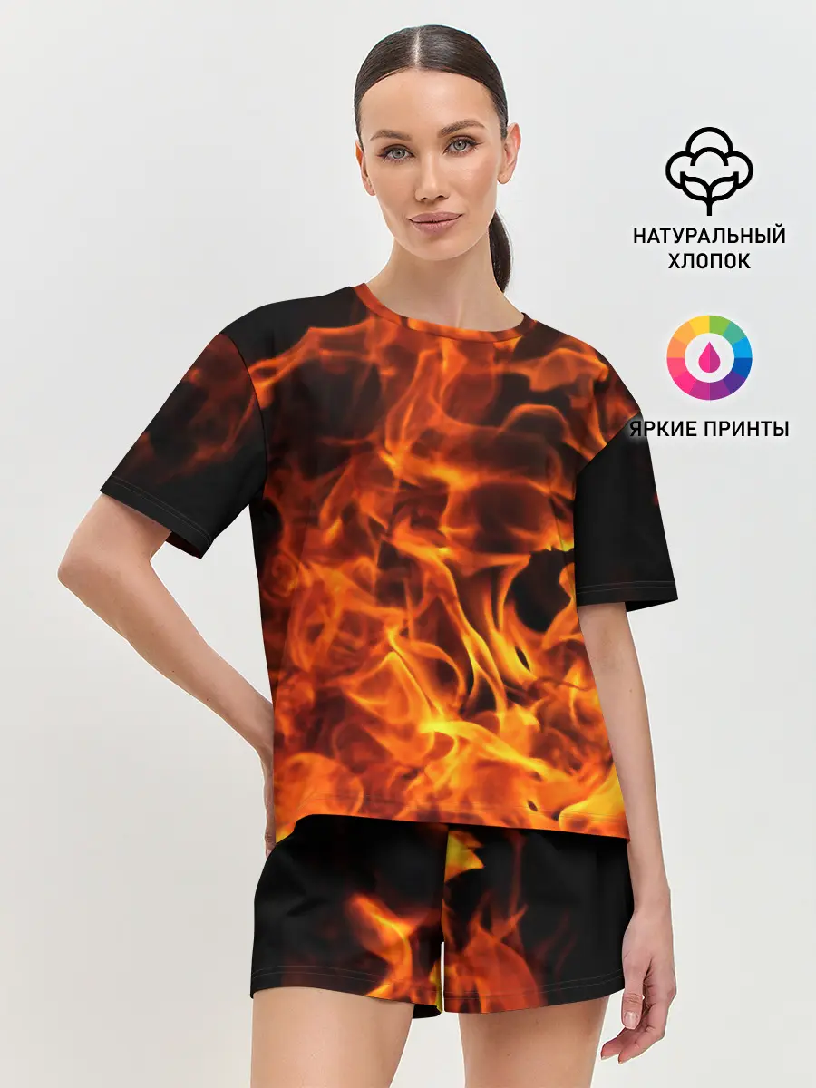 Женская пижама с шортами / огонь