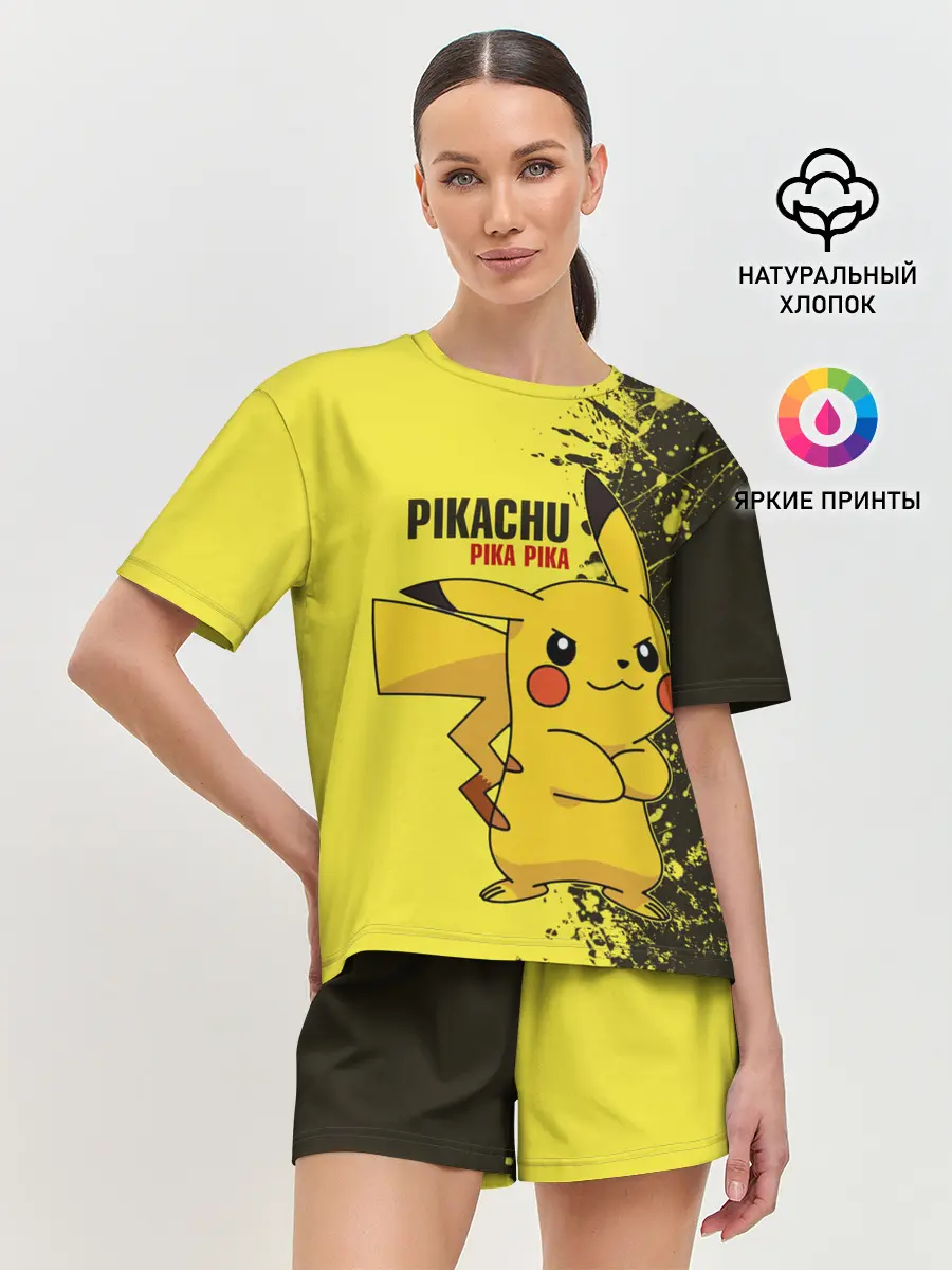Женская пижама с шортами / Pikachu Pika Pika