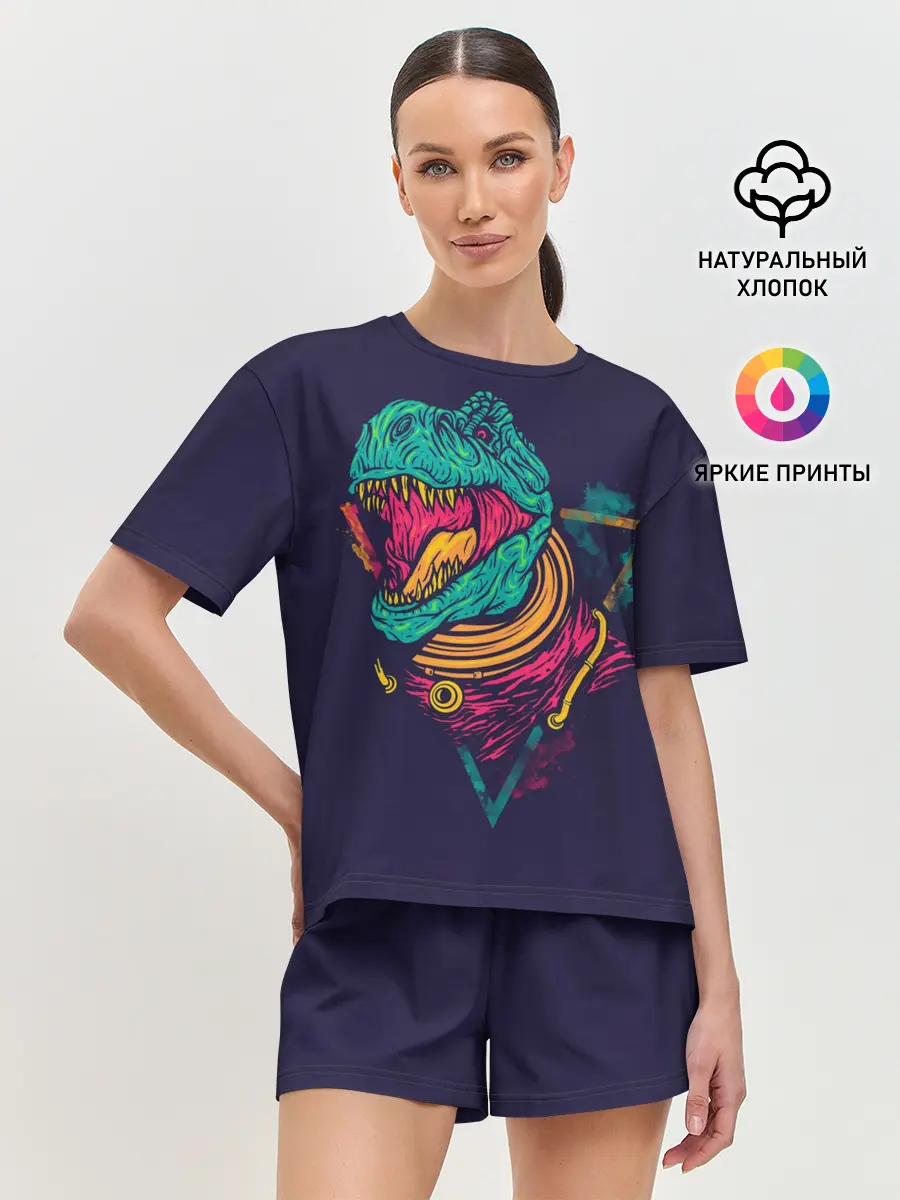 Женская пижама с шортами / Ти-Рекс