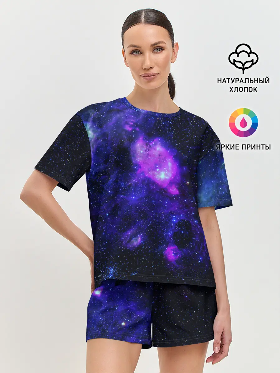 Женская пижама с шортами / Космос