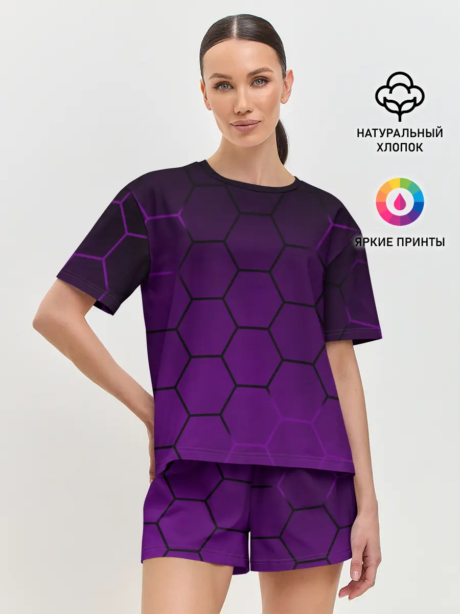 Женская пижама с шортами / Неоновая броня
