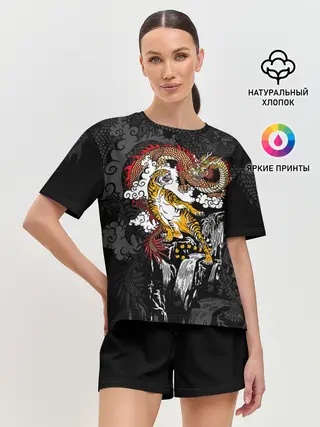 Женская пижама с шортами / Тигр и дракон