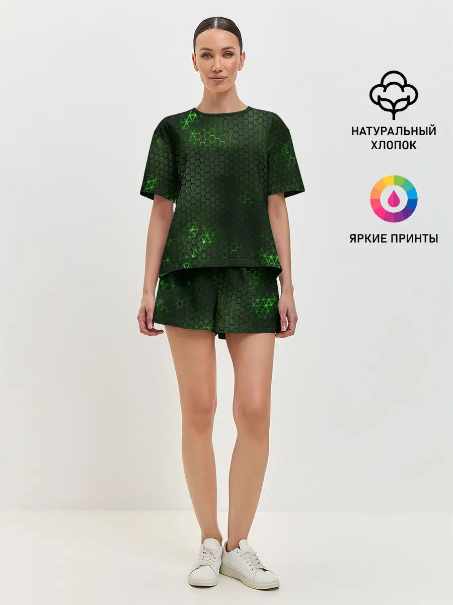 Женская пижама с шортами / ЗЕЛЕНАЯ БРОНЯ / GREEN STEEL