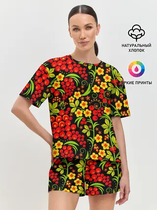 Женская пижама с шортами / Хохлома