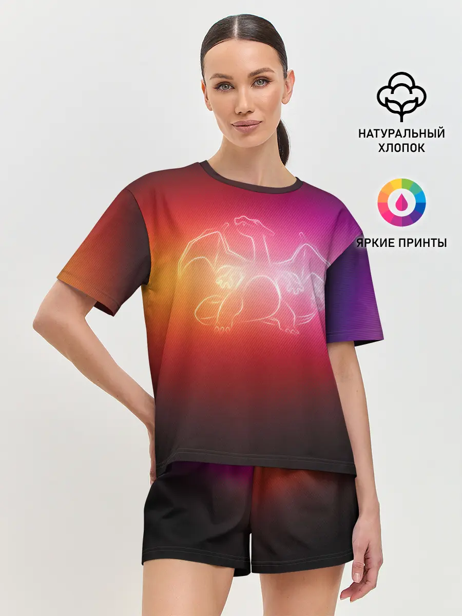 Женская пижама с шортами / Прозрачный Чаризард