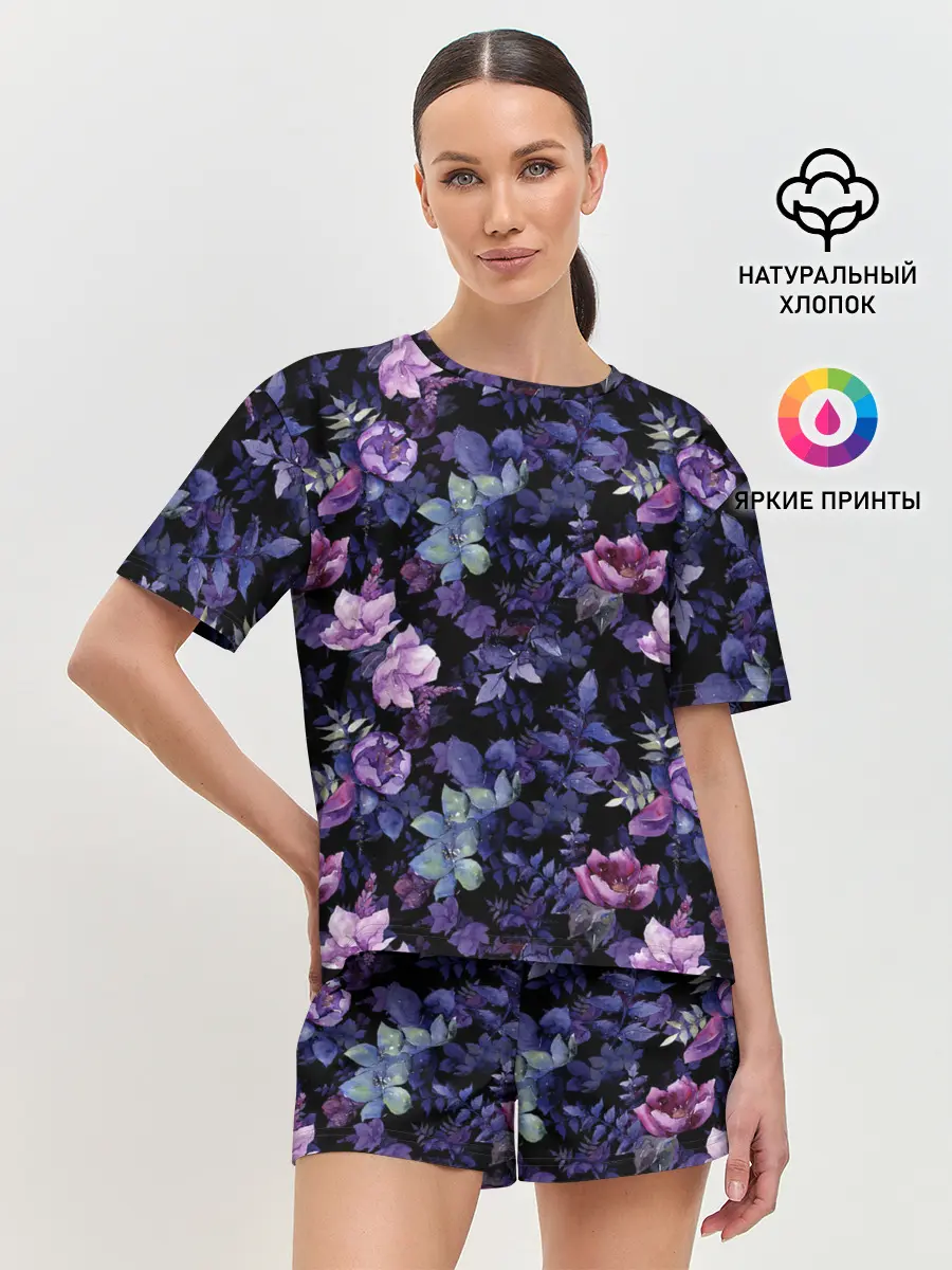 Женская пижама с шортами / Цветочный сад