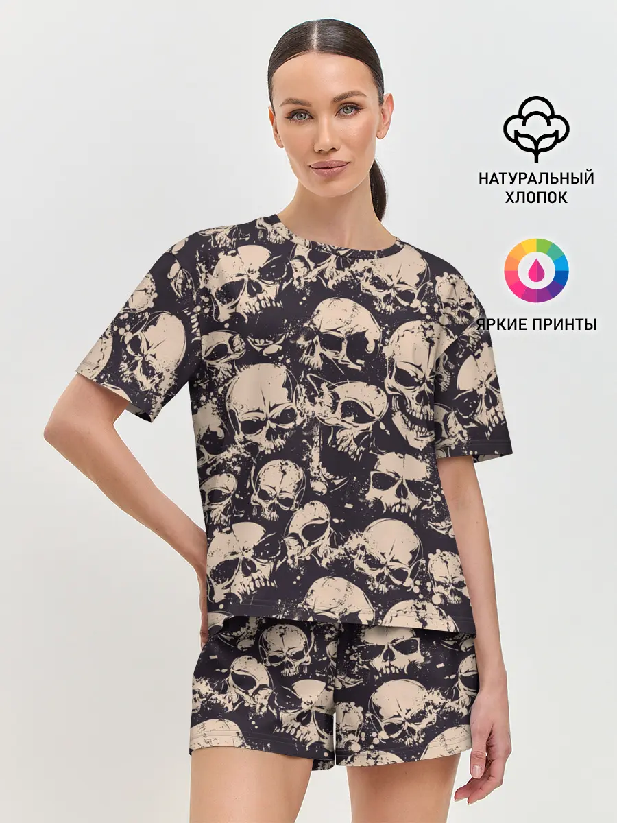 Женская пижама с шортами / Черепа