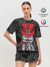 Женская пижама с шортами / Сова в цилиндре
