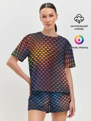 Женская пижама с шортами / Радужная чешуя