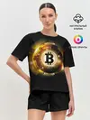 Женская пижама с шортами / Золотой биткоин