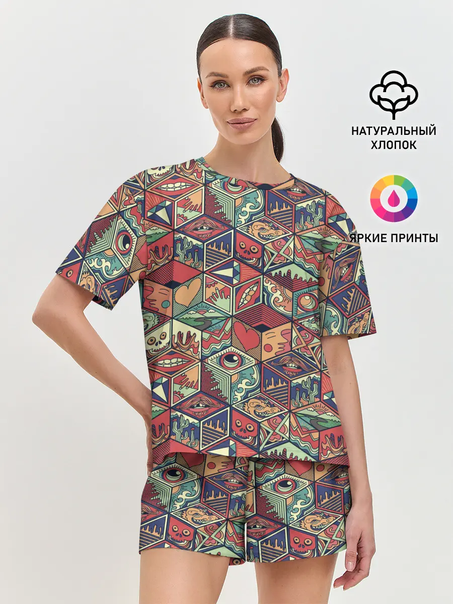 Женская пижама с шортами / Психоделика