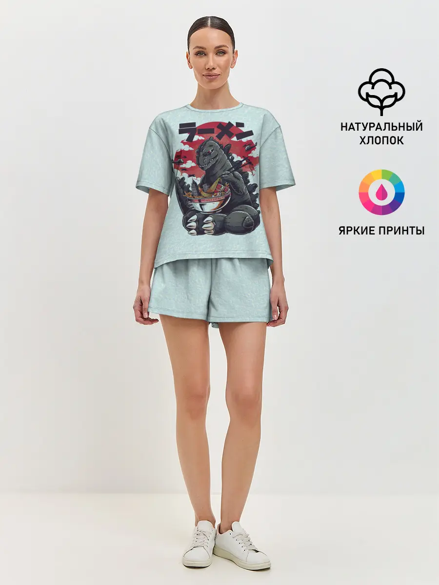Женская пижама с шортами / Blue Godzilla
