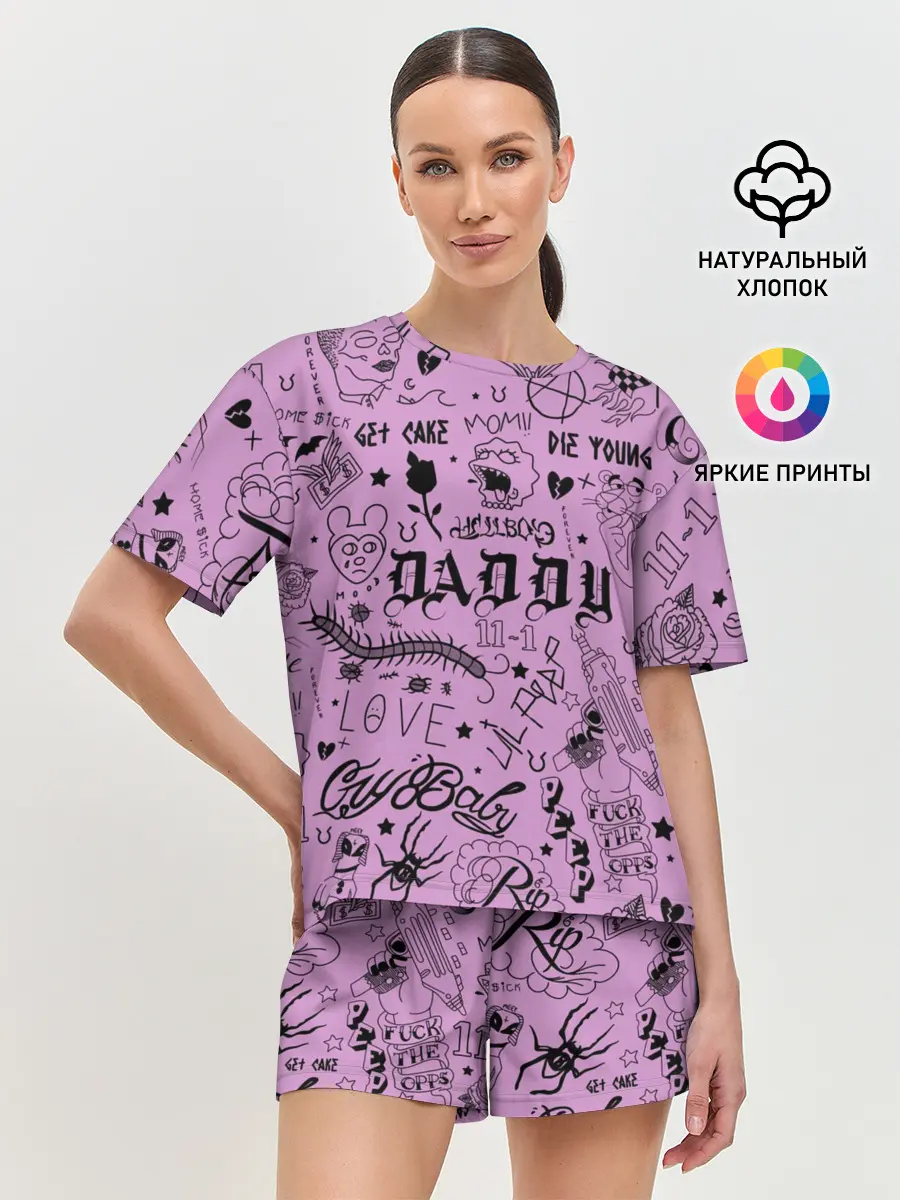 Женская пижама с шортами / Lil Peep Tattoo