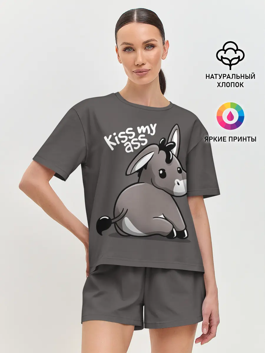 Женская пижама с шортами / Мягкий ослик