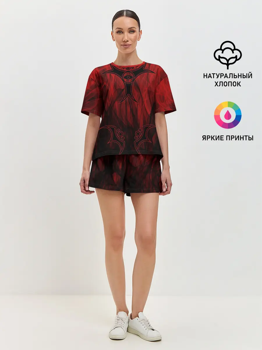 Женская пижама с шортами / Red-n-black okto