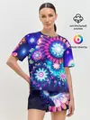 Женская пижама с шортами / Неоновые Цветы