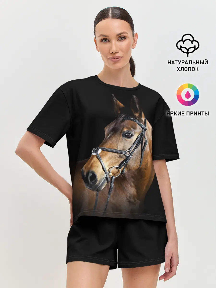 Женская пижама с шортами / Гнедая лошадь