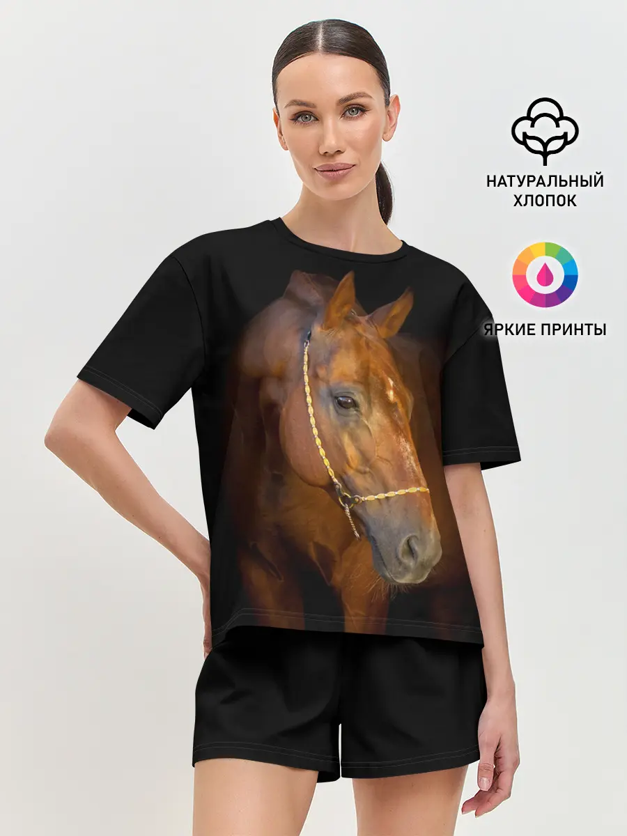 Женская пижама с шортами / Гнедая лошадь