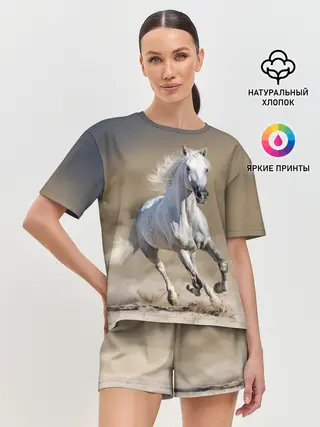 Женская пижама с шортами / Белый конь