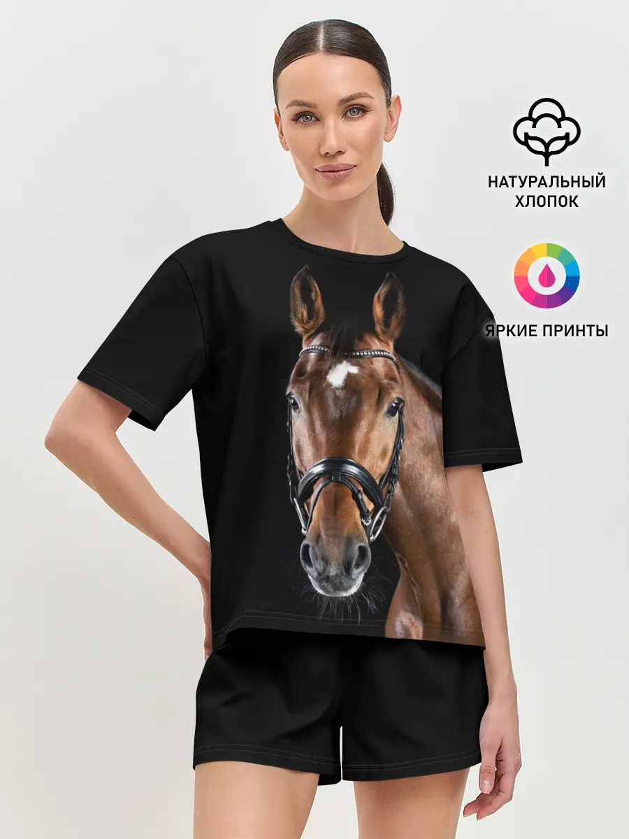 Женская пижама с шортами / Гнедая лошадь