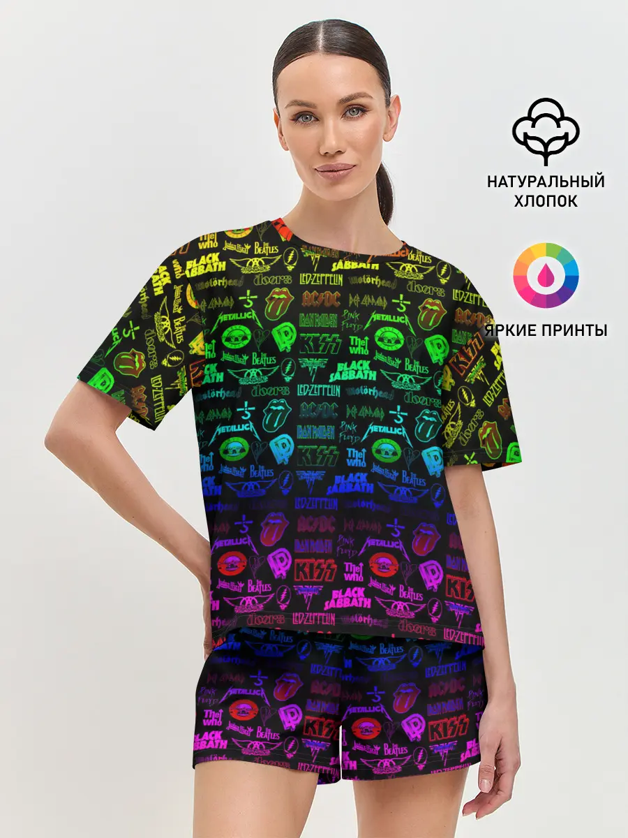 Женская пижама с шортами / ЛОГОТИПЫ РОК ГРУППЫ