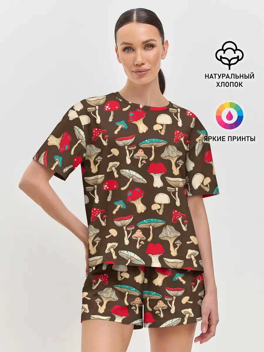 Женская пижама с шортами / Грибы