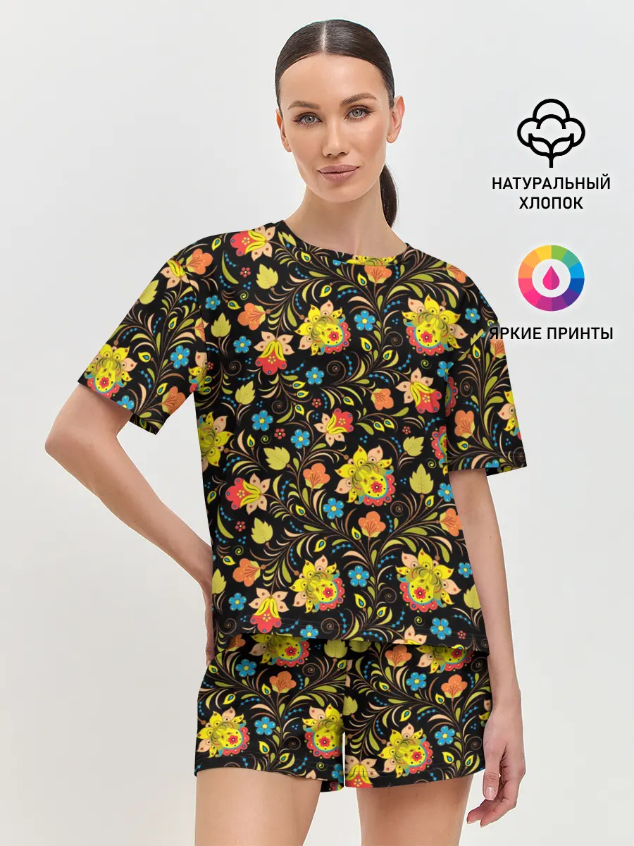 Женская пижама с шортами / Хохлома