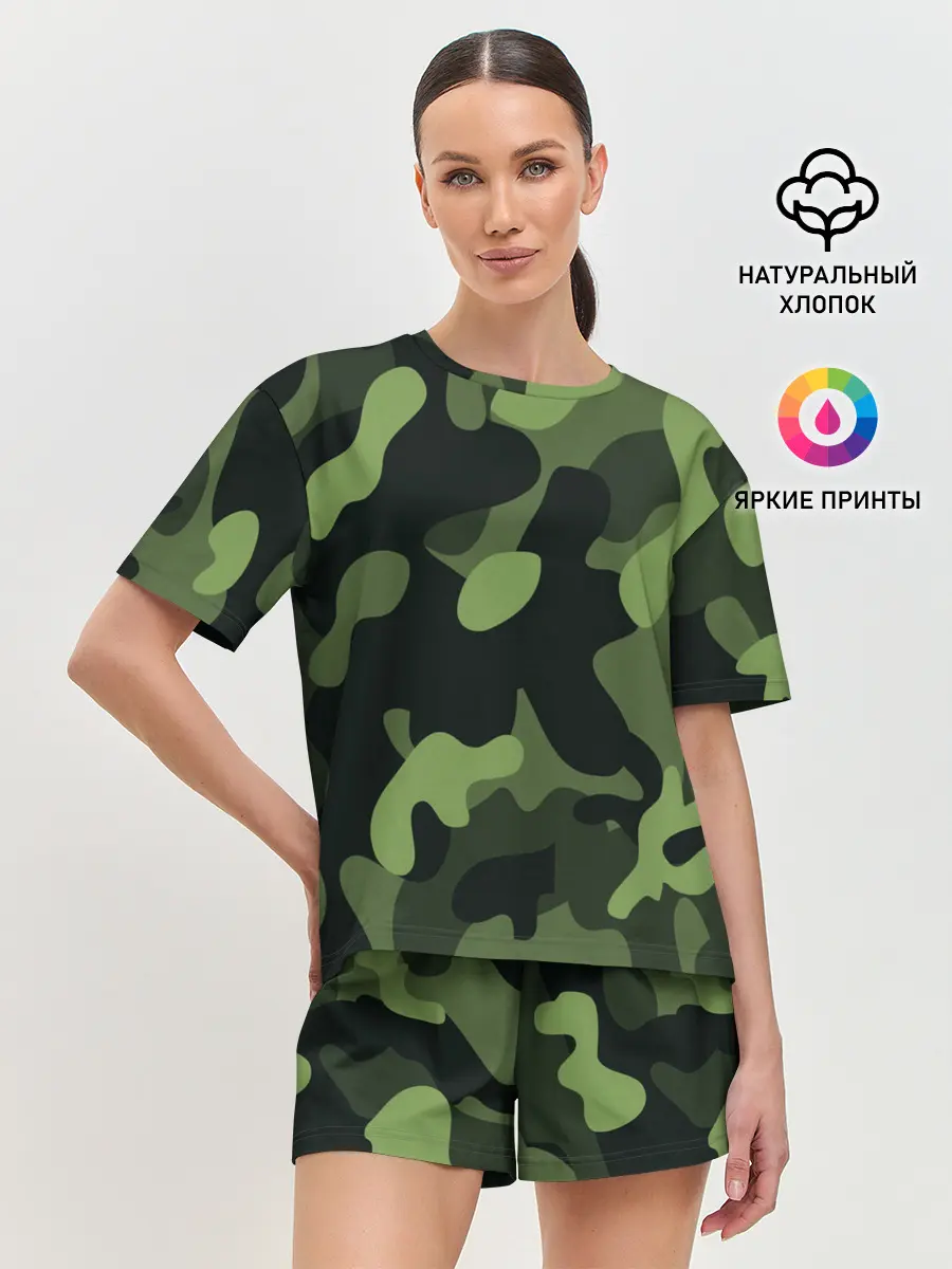 Женская пижама с шортами / Камуфляж
