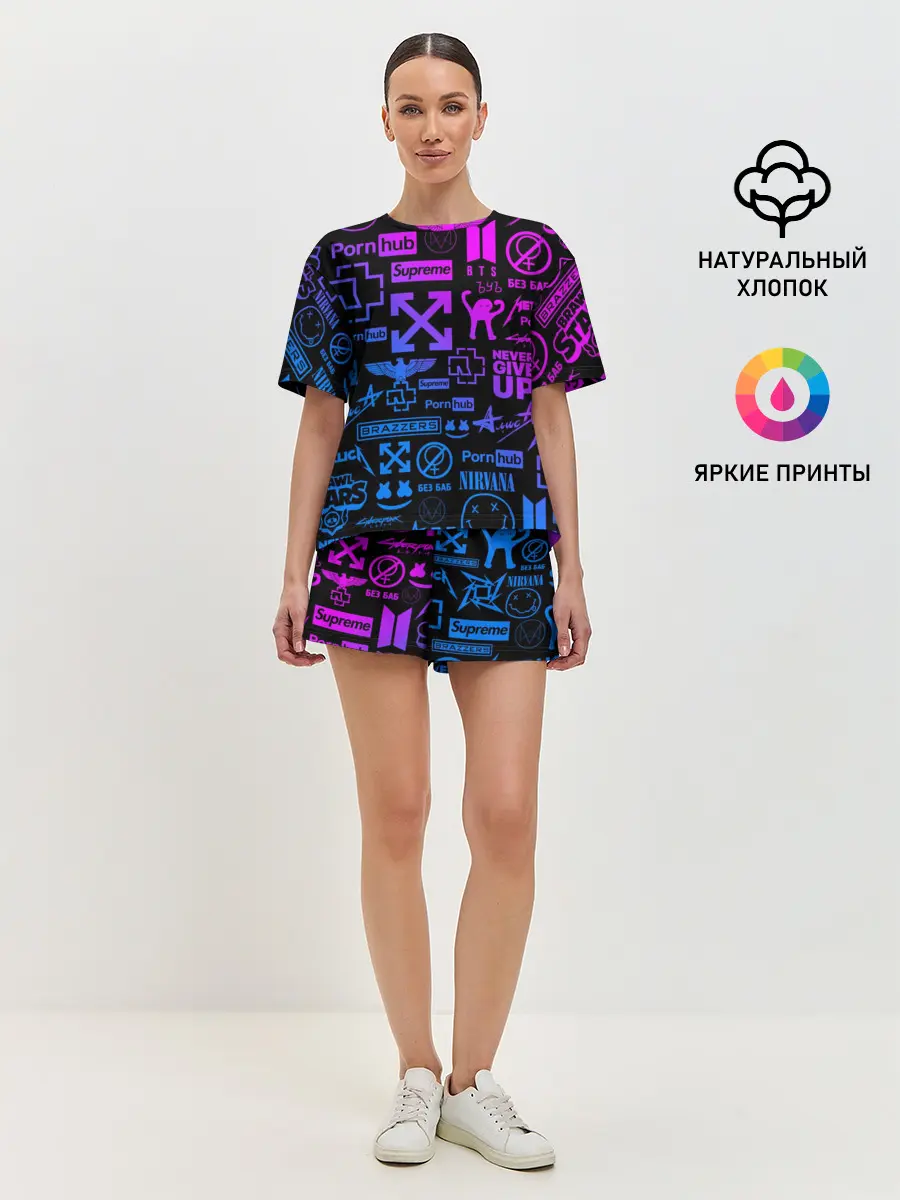 Женская пижама с шортами / ЛУЧШИЕ ПРИНТЫ LOGOBOMBING