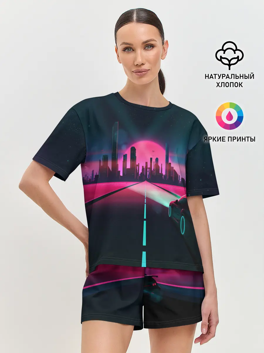 Женская пижама с шортами / НЕОНОВЫЙ ГОРОД