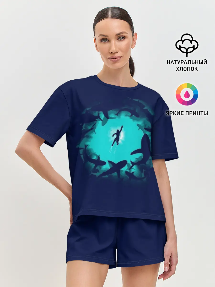 Женская пижама с шортами / Swimming in the sea