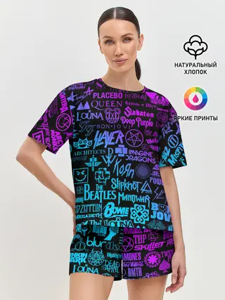 Женская пижама с шортами / ЛОГОТИПЫ РОК ГРУПП