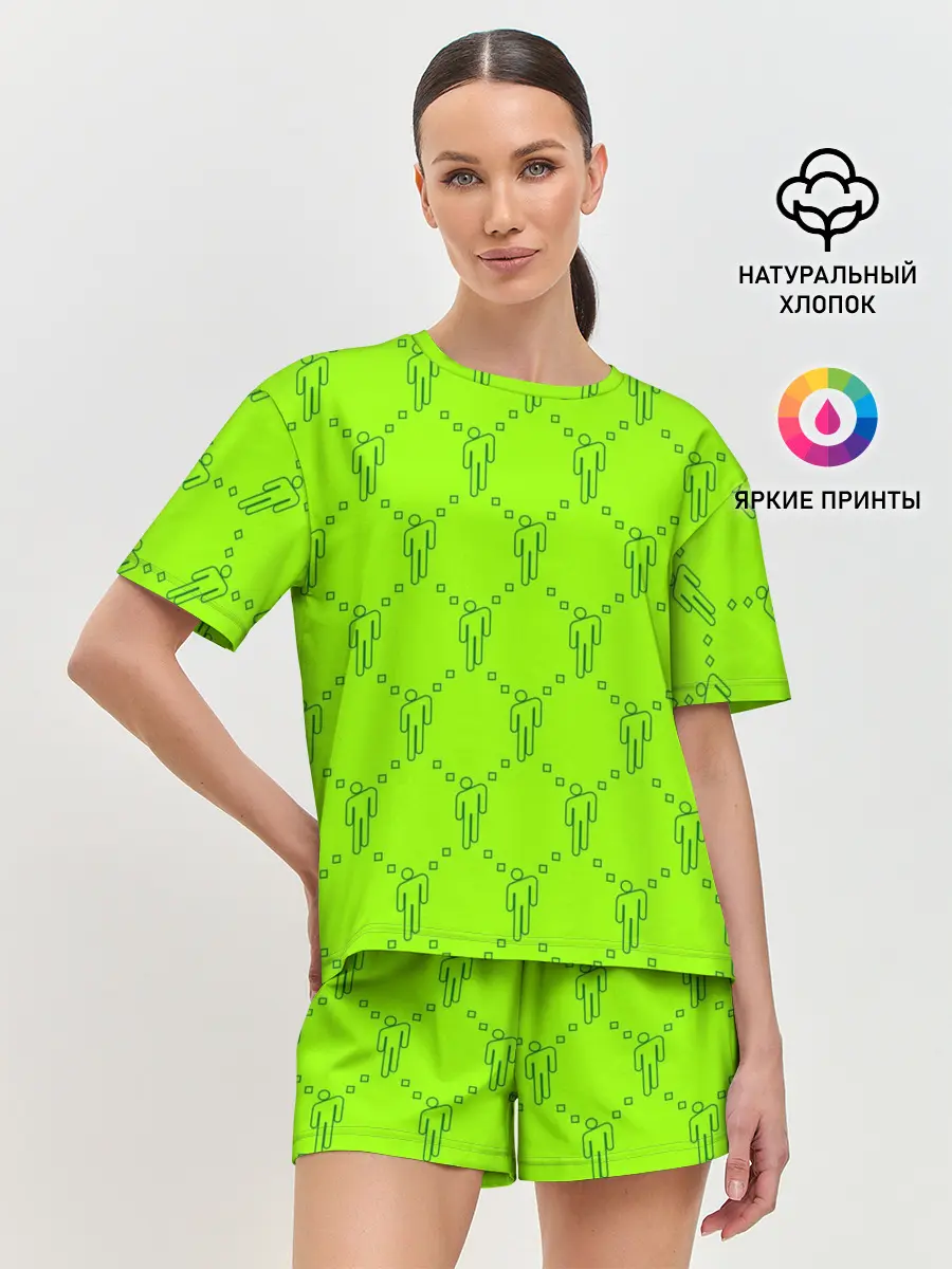 Женская пижама с шортами / Billie Eilish pattern