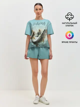 Женская пижама с шортами / Fishing