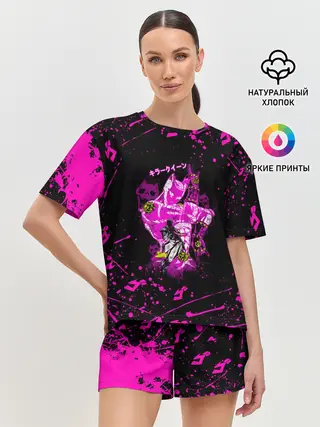 Женская пижама с шортами / KILLER QUEEN розовые кляксы