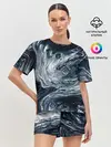 Женская пижама с шортами / Темные холодные краски