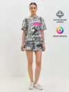 Женская пижама с шортами / Чернобелый комикс джоджо
