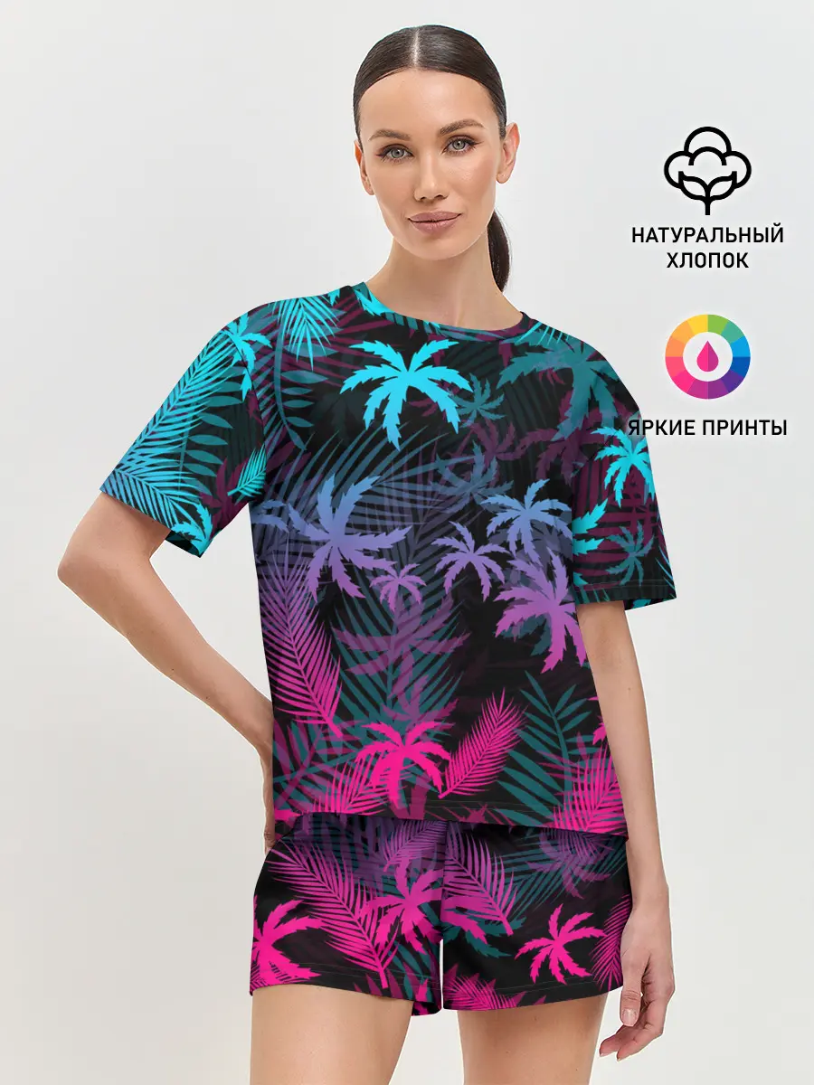 Женская пижама с шортами / НЕОНОВЫЕ ПАЛЬМЫ | NEON PALMS