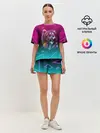 Женская пижама с шортами / RETRO CYBER BEAR NEON