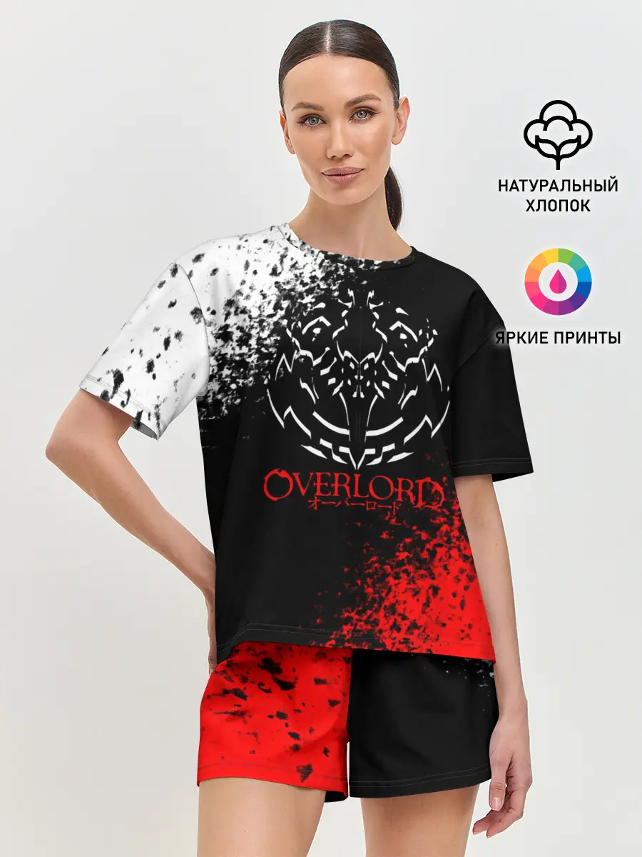 Женская пижама с шортами / Оверлорд лого краснобелый