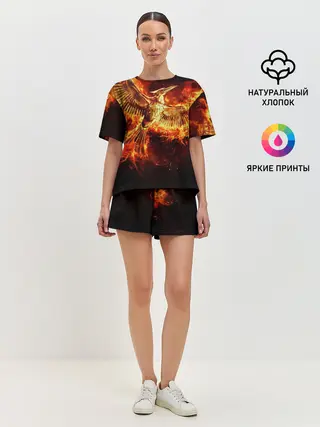 Женская пижама с шортами / Феникс в огне